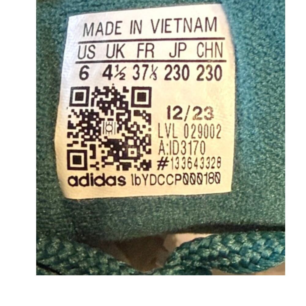 adidas Teal Green Suede Sneakers with Purple Stripes - Picture 9 of 10